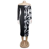 SC Plus Size Patchwork Print Maxi Dress AIL-073