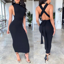 SC Sexy Solid Color Backless Dress SHE-007128