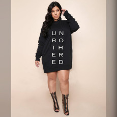 SC Plus Size Letter Printed Fashion Casual Sweatshirt Dress OSIF-21027