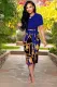 SC Fashion Printed Zipper Short Sleeve Tight Midi Dress XMY-9121