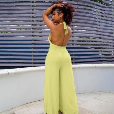 SC Sexy Solid Halter Neck Backless Jumpsuit YAOF-90009