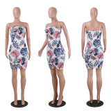 SC Plus Size Sexy Print Wrap Chest Dress NY-8342