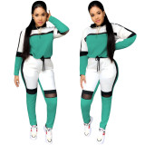 SC Plus Size Casual Mesh Splicing Hooded And Pants Two Piece Set YIS-B728