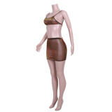 SC Mesh See Through Sling Top And Skirts Two Piece Set JZHF-8030