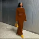 SC Fashion Solid Flare Sleeve Tops And Mermaid Skirt 2 Piece Set YF-10242