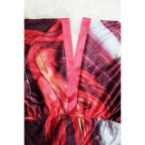 SC Plus Size V-neck Long Sleeve Print Maxi Dress YF-10248