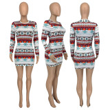 SC Fashion Print Long Sleeve Mini Dress GLF-10113
