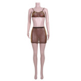 SC Mesh See Through Sling Top And Skirts Two Piece Set JZHF-8030