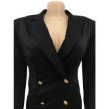 SC Fashion Solid Color Double-Breasted Blazer BY-6031