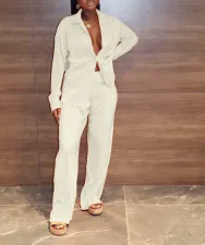 SC Casual Long Sleeve Straight Pant Two Piece Set LSD-81060