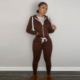 SC Plush Sweatshirt Sports Casual Two Piece Set FSL-F202