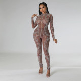 SC Sexy Mesh See-Through Hot Drilling Slim Jumpsuit CYA-900135