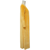 SC Velvet Solid Color Jumpsuit Coat Two Piece Set (Without Belt)YF-9969
