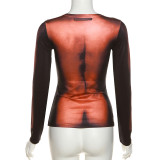SC Fashion Printed Slim Long Sleeve Top XEF-16884