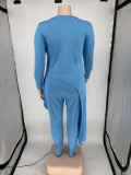 SC Plus Size Print Long Sleeve Split Two Piece Pants Set AMLF-R3027