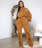 SC Fashion Solid Holes Long Sleeve Pant Two Piece Set QY-5280