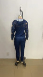 SC Plus Size Fashion Print Patchwork Long Sleeve Pant Suits GSRX-7102