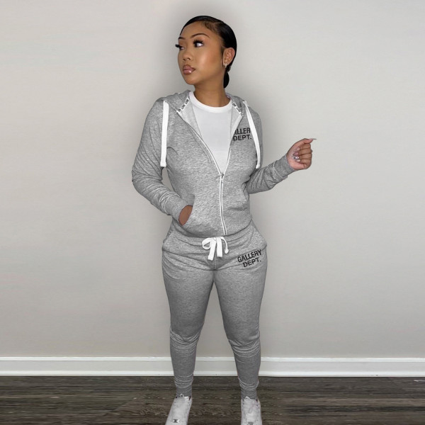 SC Plush Sweatshirt Sports Casual Two Piece Set FSL-F202