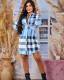 SC Fashion Plaid Print Shirt Dress(With Waist Belt) GYSF-7144