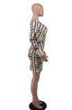 SC Fashion Print V Neck Long Sleeve Mini Dress XHXF-328