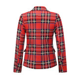SC Fashion Long Sleeve Plaid Blazer Coat PHF-13309