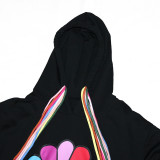SC Casual Print Colorful Drawstring Hooded Sweatshirt SH-390422