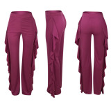 SC Fashion Solid Color Ruffle Pants OM-1399