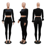 SC Fashion Long Sleeve Short Tops And Pencil Pant 2 Piece Set CYA-900174