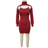 SC Solid Sling Dress With Pullover Short Tops Set YF-9960