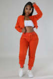 SC Casual Sports Solid Crop Coat And Pants 2 Piece Set GYLY-9895
