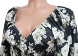 SC Floral Print Long Sleeve Mini Dress YF-9833
