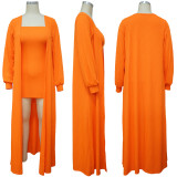 SC Knitted Long Sleeve Coat Dress Two Piece Set YF-9940