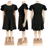 SC Plus Size Fashion Ruffle Solid Dress GDAM-218211