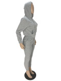 SC Plush Long Sleeve Zipper Hooded Sweashirts And Sports Pant Two Piece Set AWN-5263