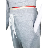 SC Fashion Solid Color Bandage Two Piece Pants Set GZYF-8099