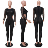 SC Sexy Perspective Hollow Out Long Sleeve Jumpsuits YF-9783