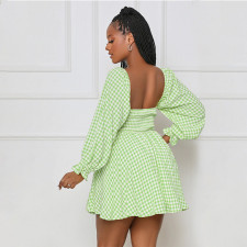 SC Fashion Plaid Print Long Sleeve Dress SSNF-211224