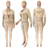 SC Solid Hooded Coat+Tank Top+Pants 3 Piece Sets CH-8235