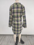 SC Casual Long Sleeve Plaid Shirt Dress MIL-L369
