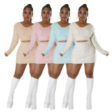 SC Solid Knits Long Sleeve Sweater Mini Dress GDYF-6912