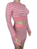 SC Sexy Stripe Slim-waist Tight Two Piece Skirts Set CL-6155