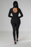 SC Casual Solid High Collar Tight Jumpsuit ME-8244