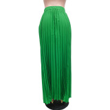 SC Solid Color High Waist Big Swing Pleated Skirt BGN-0006