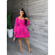 SC Solid Color Ruffle Big Swing Mini Dress FOSF-8320