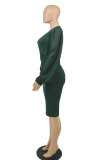 SC Solid Color Long Sleeve Slim Midi Dress XHXF-336