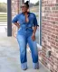 SC Plus Size Denim Top Jacket + Jeans Two Piece Set XCFF-925