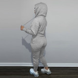 SC Letter Print Plush Hooded Sweatshirt And Pant Sport Suit AWN-1004