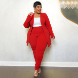 SC Plus Size Solid Color Casual Long Sleeve Pant Blazer Suit NNWF-7750