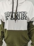 SC PINK Letter Print Color Blocking Hooded Two Piece Set XMF-182