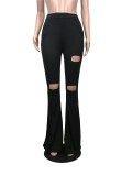 SC Plus Size Sexy Hole Casual Skinny Flared Pants MX-9162